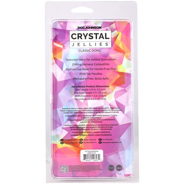 Фалоімітатор Doc Johnson Crystal Jellies - 4.5 Inch Classic Dong - Rainbow SX4488 фото
