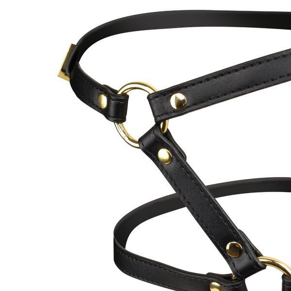 Маска-збруя для мінету LOCKINK SEVANDA Blowjob Head Harness, чорна, з м&rsquo;якою вставкою у вигляді губ SX0911 фото