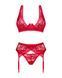 Комплект білизни Obsessive Lacelove cupless 3-pcs set M/L Red, бюстгальтер, стрінги, пояс для панчіх SO8656 фото 3