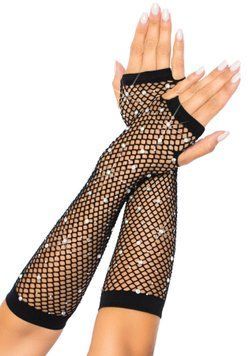Мітенки Leg Avenue Rhinestone Fishnet Arm Warmers Black SX1732 фото