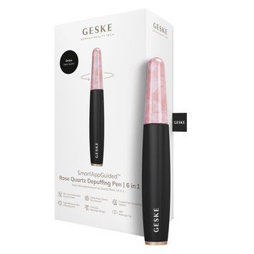 Ручка-масажер для обличчя з рожевим кварцом GESKE SmartAppGuided Rose Quartz & Depuffing Pen 6in1 gray HB0659 фото
