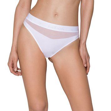 Трусики з прозорою вставкою Passion PS006 PANTIES S, white SO4237 фото