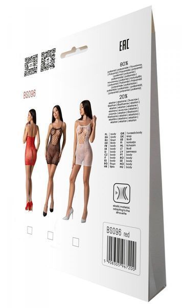 Ажурна мінісукня на тонких бретелях Passion BS096 One Size, red, плетіння на грудях SO8930 фото