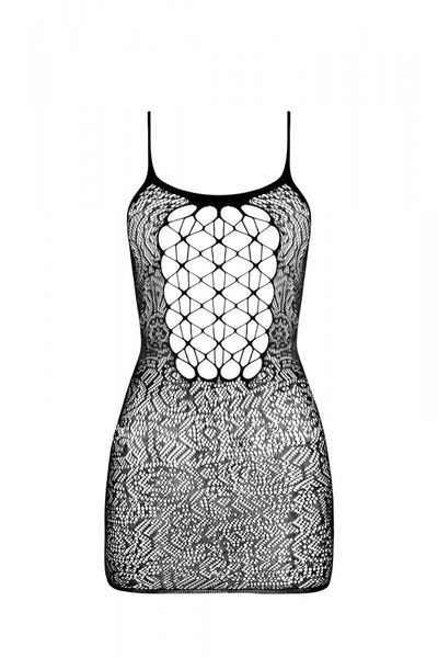 Ажурна мінісукня на тонких бретелях Passion BS096 One Size, red, плетіння на грудях SO8930 фото