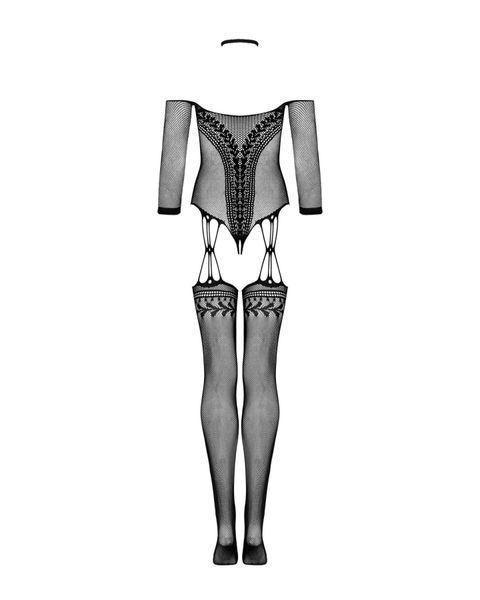 Нейлоновий бодістокінг з імітацією панчіх Obsessive Bodystocking G333 S/M/L, black, з доступом SO7699 фото