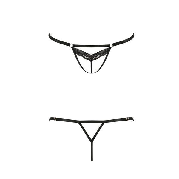 Відверті трусики-стрепи з мереживом Passion Exclusive SOLON THONG XXL/XXXL, black SO8487 фото