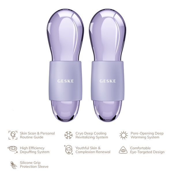 Подвійний масажер для очей GESKE Cool&Warm Duo Eye Massager 7в1 purple HB0325 фото