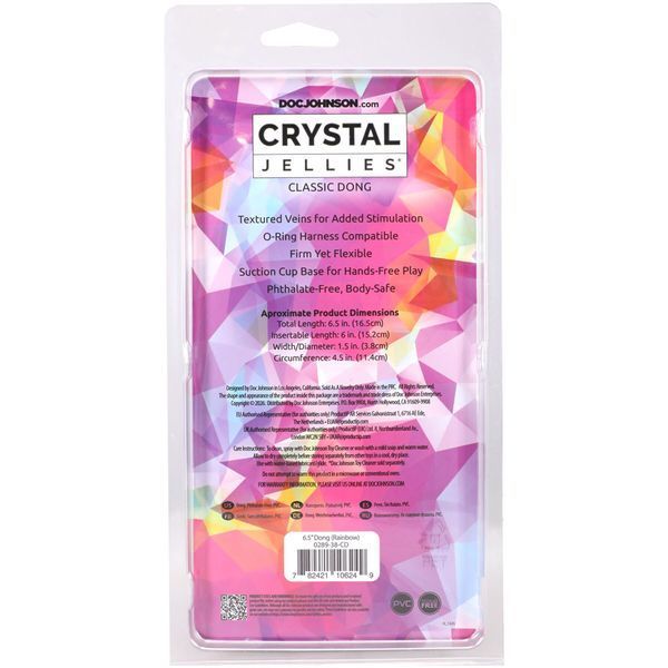 Фалоімітатор Doc Johnson Crystal Jellies - 6.5 Inch Classic Dong - Rainbow SX4489 фото