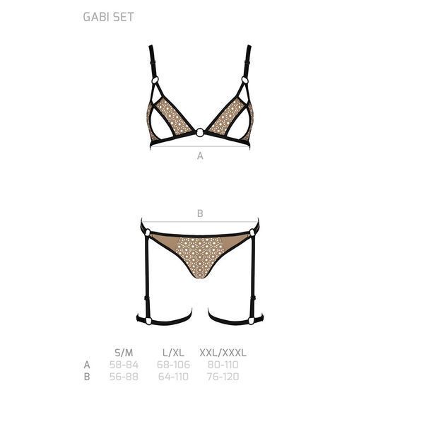 Еротичний комплект спідньої білизни Passion GABI SET S/M beige, трусики з гартерами SO8437 фото