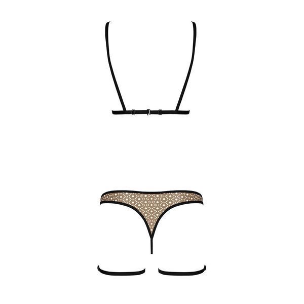 Еротичний комплект спідньої білизни Passion GABI SET S/M beige, трусики з гартерами SO8437 фото