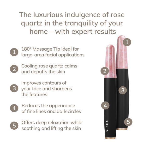 Ручка-масажер для обличчя з рожевим кварцом GESKE SmartAppGuided Rose Quartz & Depuffing Pen 6in1 gray HB0659 фото