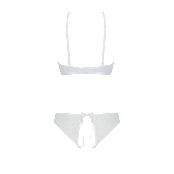 Комплект із бра, трусиків з ажурним декором та відкритим кроком Passion URSULA SET XXL/XXXL, white SO5846 фото