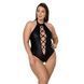 Боді з екошкіри Passion NANCY BODY 4XL/5XL black, з імітацією шнурівки та відкритим доступом SO7104 фото 1