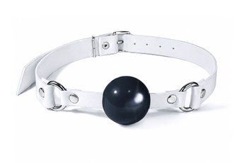Кляп силіконовий Feral Feelings Silicon Ball Gag White/Black, білий ремінець, чорна кулька SX3976 фото