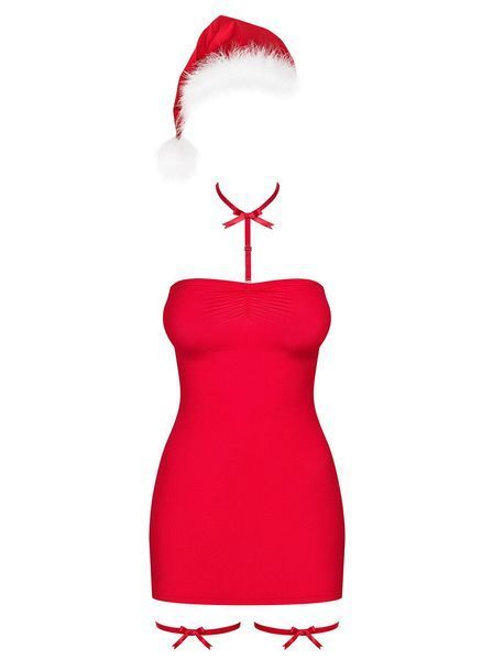 Сорочка Obsessive Kissmas chemise red L/XL SX1157 фото