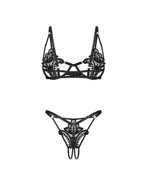 Комплект Obsessive Luise Sublim Black 2-pcs crotchless set L/XL SX5083 фото