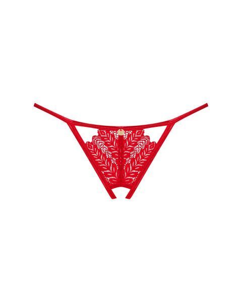 Трусики з доступом Obsessive Ingridia crotchless thong XL/2XL, червоні SO9045 фото