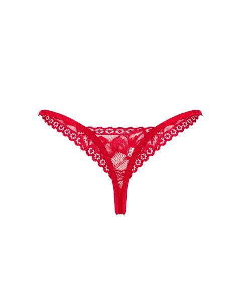 Мереживні стрінги Obsessive Lacelove thong XS/S Red, низька посадка SO8661 фото