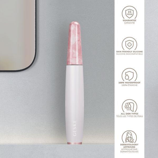 Ручка-масажер для обличчя з рожевим кварцом GESKE SmartAppGuided Rose Quartz & Depuffing Pen 6in1 starlight HB0660 фото