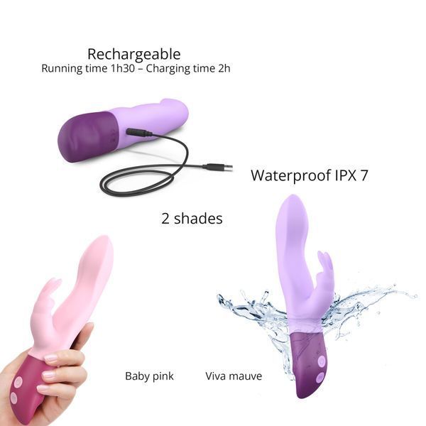 Вібратор-кролик Love To Love Hello Rabbit Violet з гнучким стовбуром і стимуляцією точки G, 2 мотори SO3353 фото
