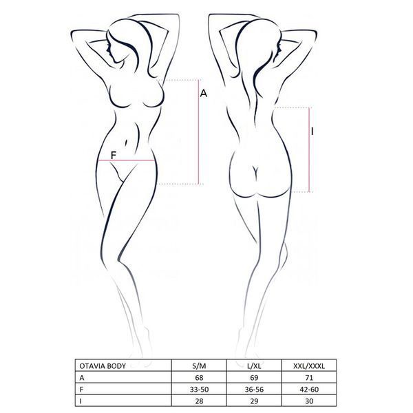 Боді монокіні з глибоким декольте Passion OTAVIA BODY L/XL, black EL15701 фото