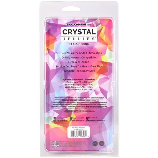 Фалоімітатор Doc Johnson Crystal Jellies - 7.5 Inch Classic Dong - Rainbow SX4490 фото