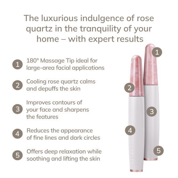 Ручка-масажер для обличчя з рожевим кварцом GESKE SmartAppGuided Rose Quartz & Depuffing Pen 6in1 starlight HB0660 фото