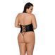Боді з екошкіри Passion NANCY BODY 6XL/7XL black, з імітацією шнурівки та відкритим доступом SO7105 фото 2