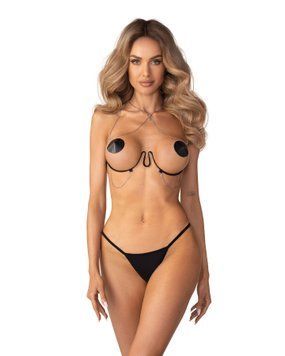 Прикраса на тіло Obsessive Lustique Black harness bra S/M/L SX3112 фото