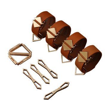 Набір фіксаторів для рук та ніг LOCKINK Hogtie Set, коричневий, ремені з натуральної шкіри SX0840 фото