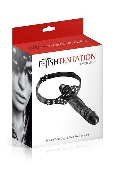 Кляп з подвійним фалоімітатором Fetish Tentation Double Penis Gag (м'ята упаковка!!!) SO3736-R фото