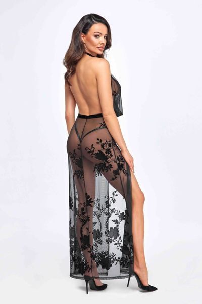 Сукня Noir Handmade F312 Divinity, M, black, прозора, до підлоги, відкрита спина, розріз збоку SX0310 фото