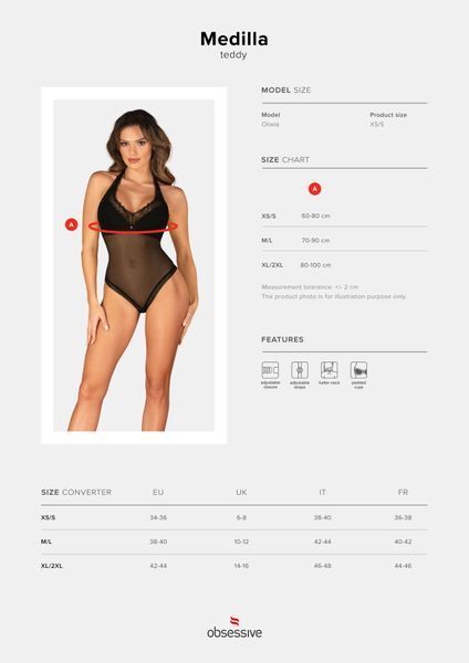 Боді Obsessive Medilla teddy XS/S SO9046 фото