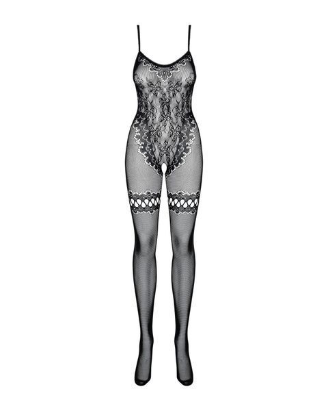 Бодістокінг Obsessive Bodystocking F213 S/M/L, імітація мереживного боді та резинки для панчіх SO7222 фото