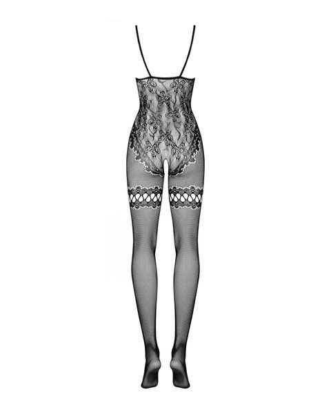 Бодістокінг Obsessive Bodystocking F213 S/M/L, імітація мереживного боді та резинки для панчіх SO7222 фото
