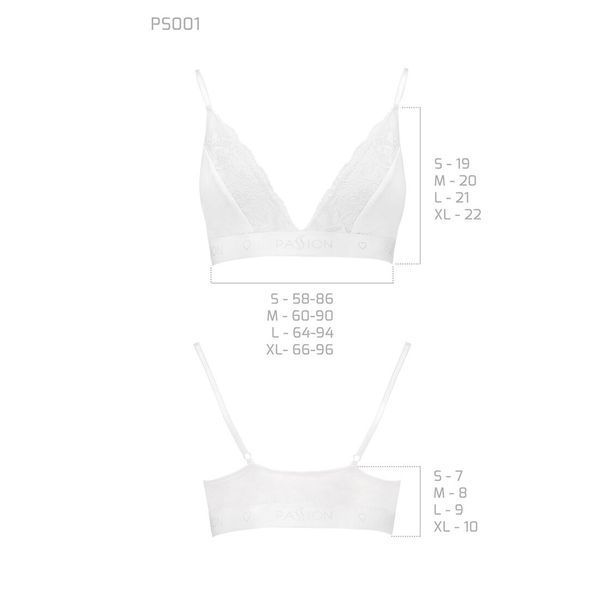 Еластичний топ з мереживом Passion PS001 TOP S, white SO4189 фото