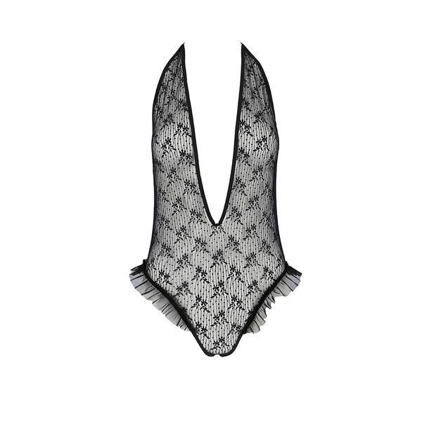 Боді монокіні з глибоким декольте Passion OTAVIA BODY S/M, black EL15702 фото