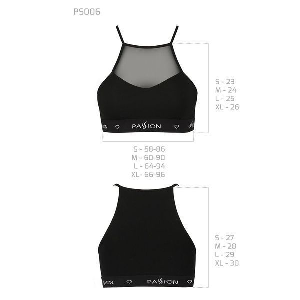 Спортивний топ з прозорою вставкою Passion PS006 TOP L, black SO4239 фото