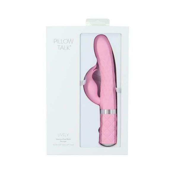 Розкішний кролик з ротацією та вібрацією Pillow Talk Lively Pink, кристал Сваровскі SO6856 фото