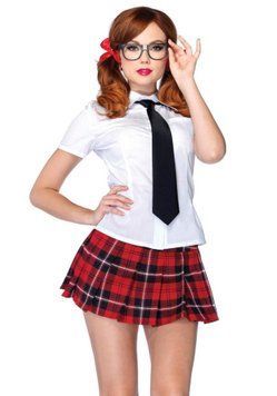 Еротичний костюм школярки Leg Avenue Private School Sweetie M, сорочка, спідниця, краватка, оправа SO9120 фото
