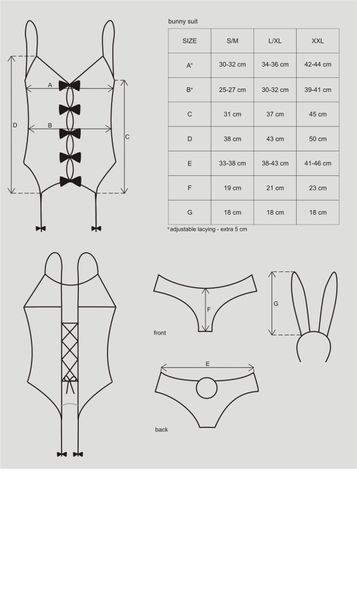 Еротичний костюм зайчика Obsessive Bunny suit 4 pcs costume pink S/M, рожевий, топ з підв&rsquo;язками SO7254 фото