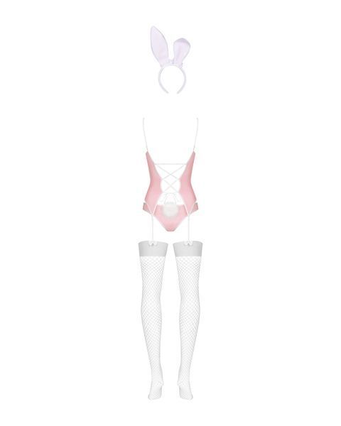 Еротичний костюм зайчика Obsessive Bunny suit 4 pcs costume pink S/M, рожевий, топ з підв&rsquo;язками SO7254 фото