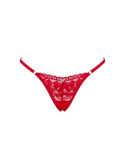 Мереживні стрінги Obsessive Lacelove thong XL/2XL Red, низька посадка SO8663 фото