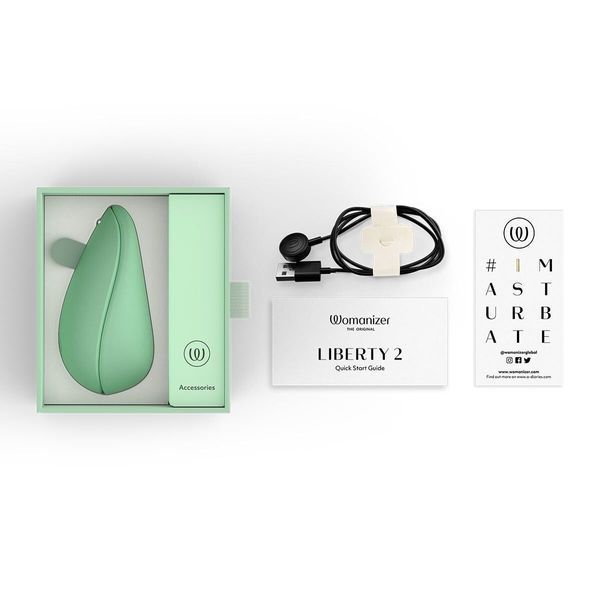 Вакуумний кліторальний стимулятор Womanizer Liberty 2 Sage, 8 режимів, магнітна кришечка SX0520 фото