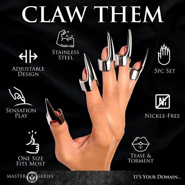 Набір кілець з кігтями Master Series Five-Piece Sensation Claw Rings - Silver (м'ята упаковка!!!) SX1191-R фото