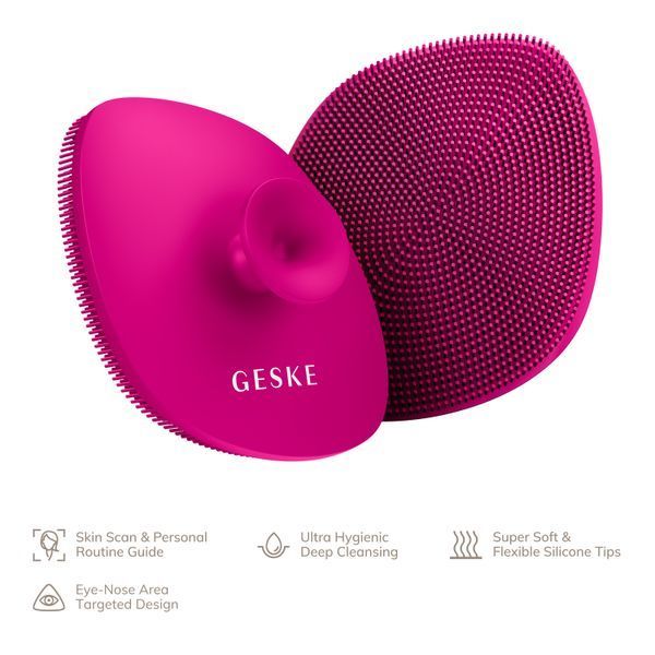 Щітка для обличчя GESKE Facial Brush 4в1 з тримачем magenta HB0054 фото