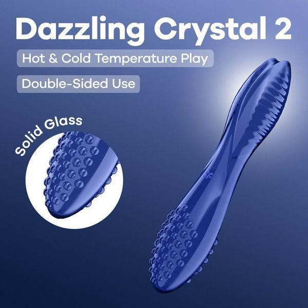 Двосторонній скляний дилдо Satisfyer Dazzling Crystal 2 Blue SX3551 фото