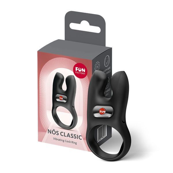 Ерекційне віброкільце з подвійною стимуляцією клітора Fun Factory NŌS CLASSIC Black, 2 мотори SX3728 фото