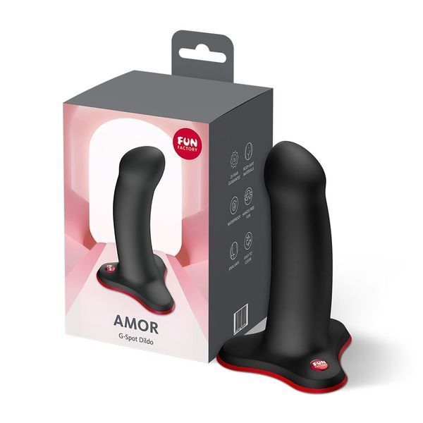 Фалоімітатор Fun Factory AMOR Black, довжина 14,6 см, діаметр 3,7 см, вигнутий SX3656 фото