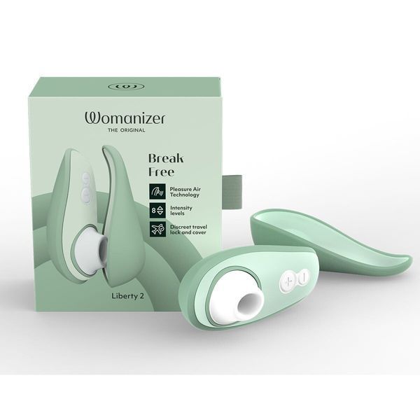 Вакуумний кліторальний стимулятор Womanizer Liberty 2 Sage, 8 режимів, магнітна кришечка SX0520 фото